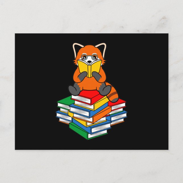 Carte Postale Red Panda Lecture Books Animaux Animaux Pandas Lov (Devant)