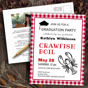 Carte Postale Red Plaid Photo Crawfish Réchauffer GRAD Invitatio