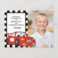 Red Race Car Black White Birthday Photo Merci