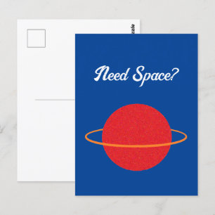Carte Postale Red Retro Planet, Caricature classique de l'espace