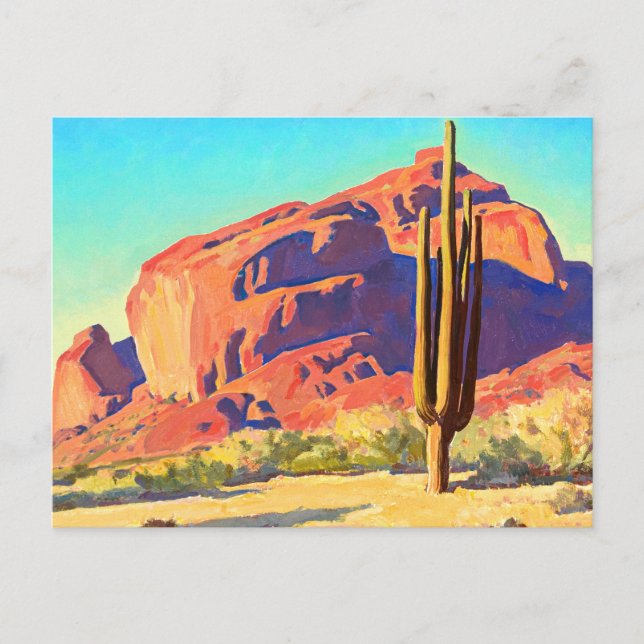 Carte Postale Red Rocks and Cactus, 1945, par Maynard Dixon (Devant)