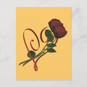 Carte postale Red Roses Red Heart Flower