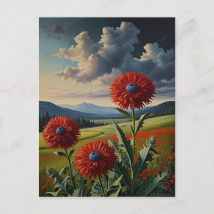 Carte Postale Red rover fleurs dum Peinture à l'huile