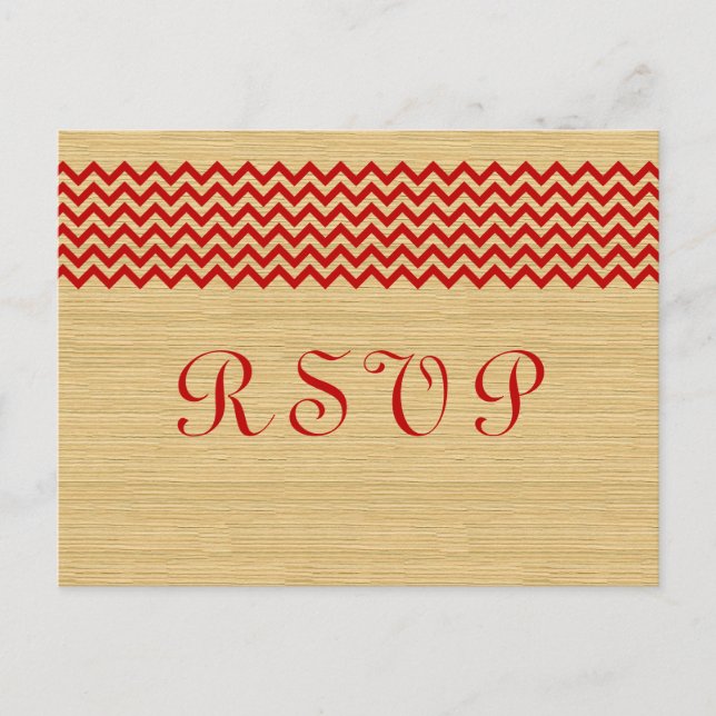 Carte postale Red Rustic Chevron RSVP (Devant)