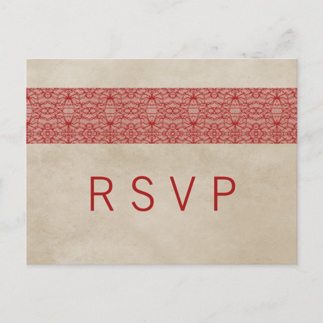 Carte postale Red Rustic Lace RSVP (Devant)