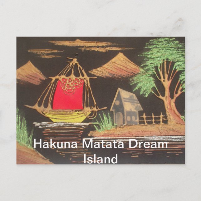 Carte Postale Red Sailboat Paysage peinture à l'huile Imprimer (Devant)