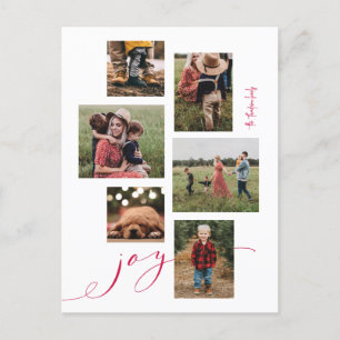 Carte postale Red Script Joy Multi-Photo Holiday