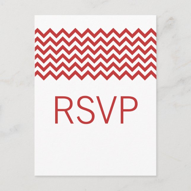 Carte postale Red Simple Chevron RSVP (Devant)