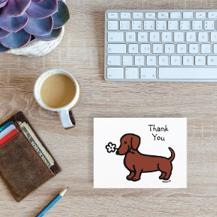 Carte Postale Red Smored Dachshund Merci minuscule Fleur