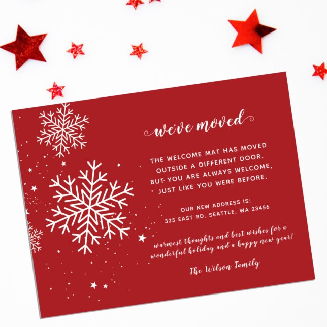 Carte Postale Red Snowflakes Flurries Holiday Moving (Créateur téléchargé)