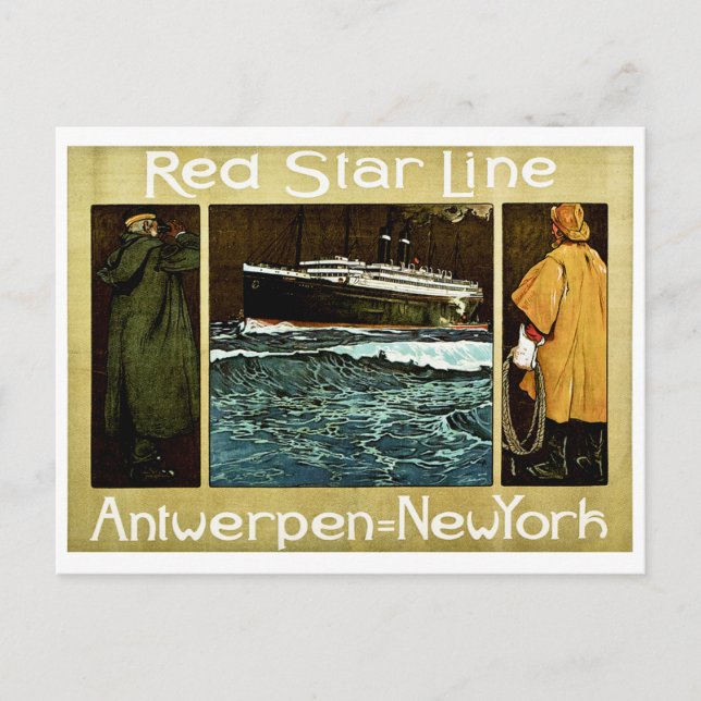 Carte Postale Red Star Line Antwerpen à New York (Devant)