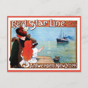 Carte Postale Red Star Line Anvers-New York vintage ad