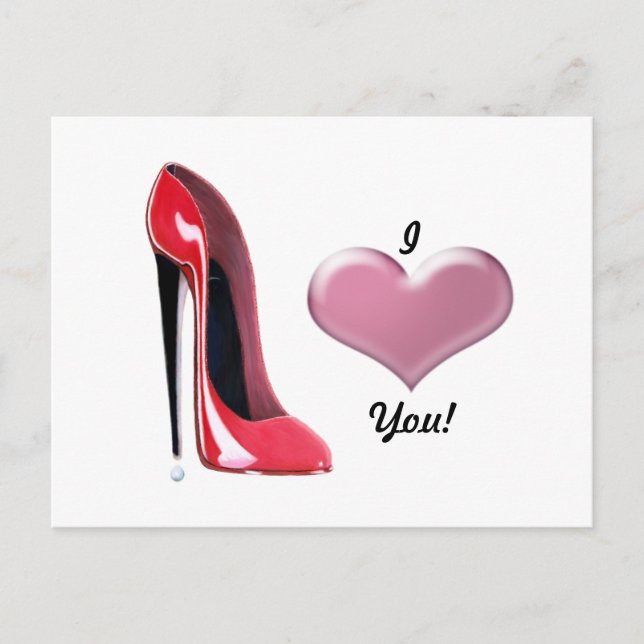 Carte Postale Red Stiletto High Heel Chaussure Art (Devant)