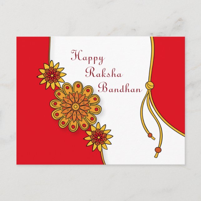 Carte Postale Red Stylisé Happy Raksha Bandhan (Devant)