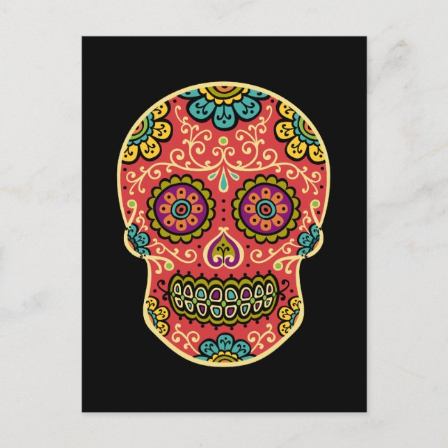 Carte Postale Red Sugar Skull Poscard (Devant)