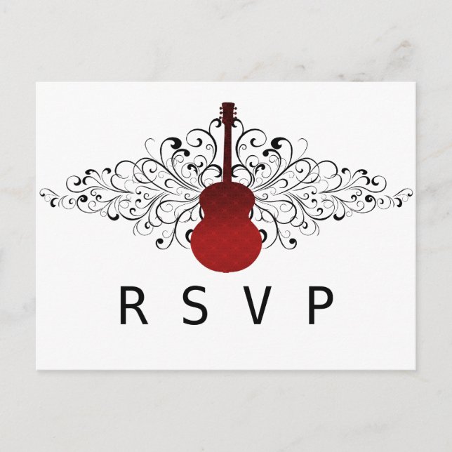 Carte postale Red Swirls Guitare RSVP (Devant)