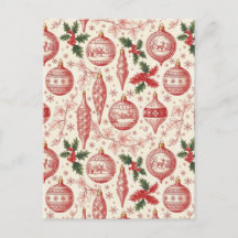Red Toile Chinoiserie Christmas Ornaments