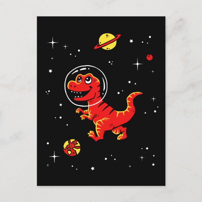 Carte Postale Red Tyrannosaurus Rex Dinos Dans L'Espace (Devant)
