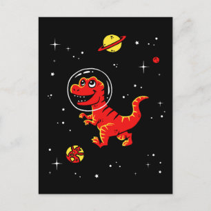 Carte Postale Red Tyrannosaurus Rex Dinos Dans L'Espace