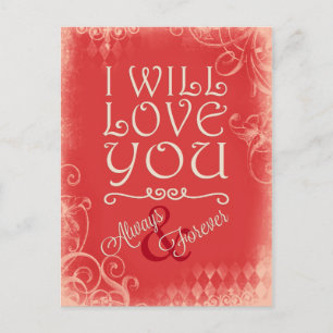 Carte Postale Red Vintage Always and Forever Love