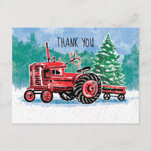 Carte Postale Red Vintage Tracteur Arbre de Noël Enregistrer la