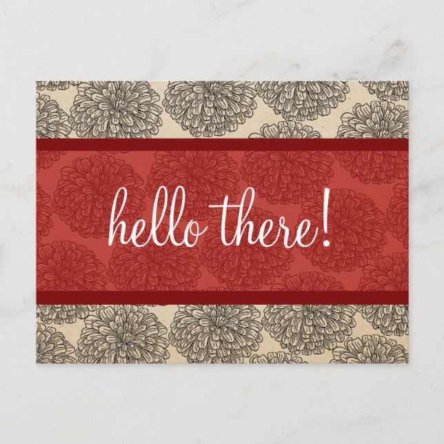 Carte postale Red Vintage Zinnia (Devant)