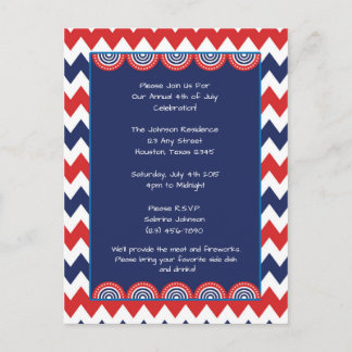 Carte Postale Red White Blue Chevron 4 juillet Invitation de la 