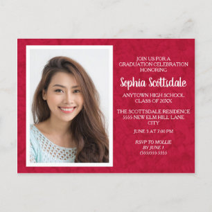 Carte Postale Red White Custom Photo Party Invitation