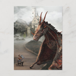 Carte Postale Red Wyvern Dragon Château de Chevalier Paysage