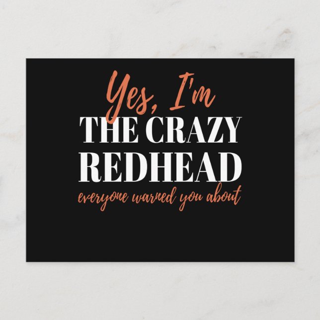 Carte Postale Redhead Crazy Redhead Mc1r Red Hair (Devant)