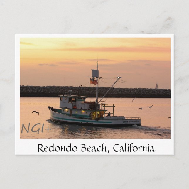 Carte Postale Redondo Beach, Californie remorqueur (Devant)