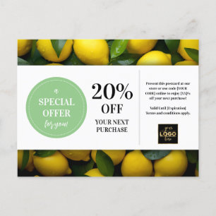 Carte Postale Réduction sur coupon personnalisé citron
