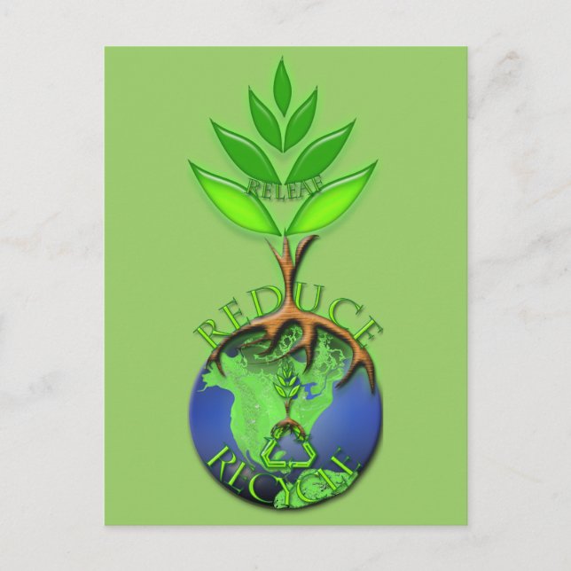 Carte Postale Réduire la feuille de recyclage (Devant)