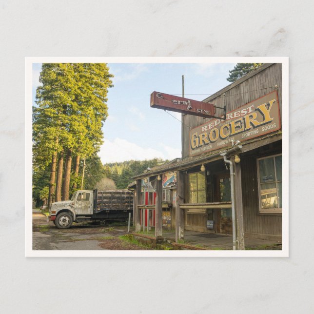 Carte Postale Redwoods National Park Trees & Rustic Grocery (Devant)