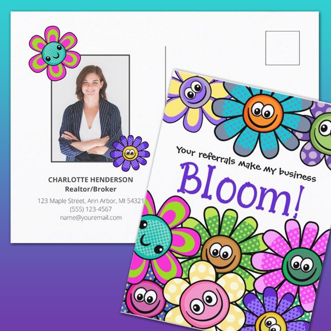 Carte Postale Référencement Fleur Été Fleur Marketing Immobilier (Créateur téléchargé)
