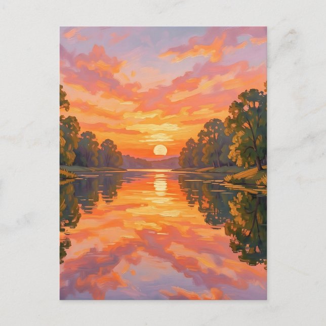 Carte Postale Reflet de rivière au coucher de soleil vibrant (Devant)