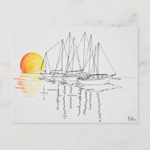 Carte Postale Reflet de voilier Concarneau, Bretagne