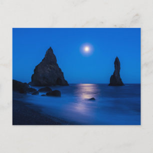 Carte Postale Reflet du lever de lune Islande, Reynisdrangur