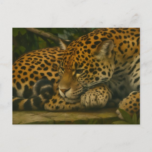 Carte Postale Reflet Jaguar - Serene Wildlife Art Print (Devant)