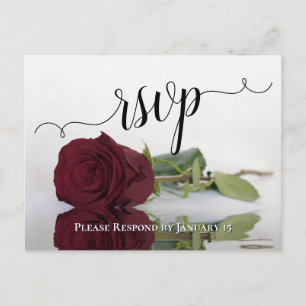 Carte Postale Reflet Rose Bourgogne Elégant mariage RSVP