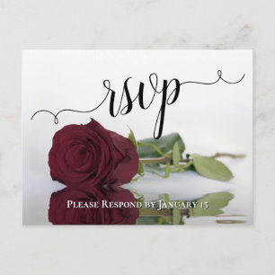 Carte Postale Reflet Rose Bourgogne Elégant mariage RSVP