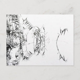 Carte Postale Reflets d'eau de roseaux noirs et blancs abstraits