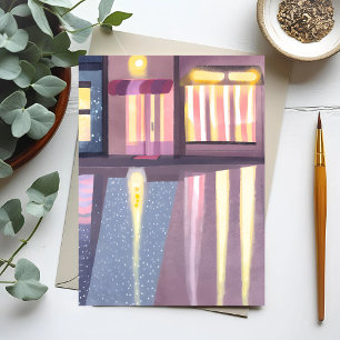 Carte Postale Reflets pluvieux Aquarelle contemporaine lo-fi