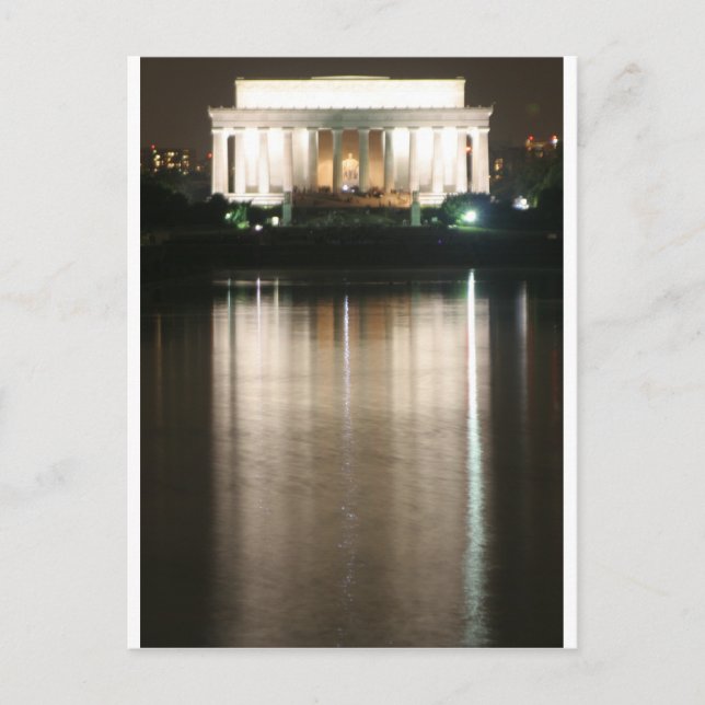 Carte Postale Réflexion de la nuit commémorative Lincoln (Devant)