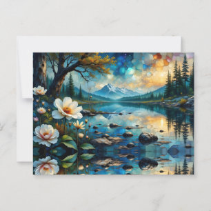 Carte Postale Réflexion de l'eau du paysage de montagne