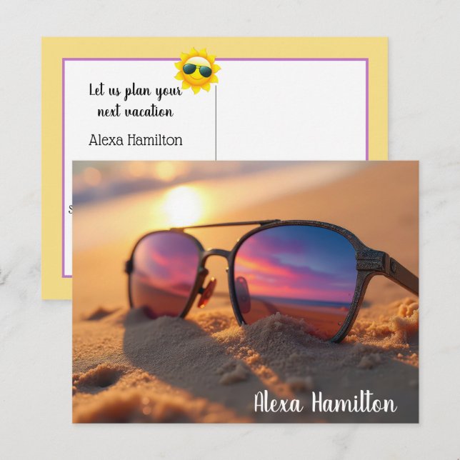 Carte Postale Réflexion Du Coucher De Soleil Sur La Mer Dans Les (Devant / Derrière)