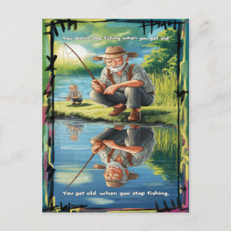 Carte Postale Réflexion du vieux pêcheur