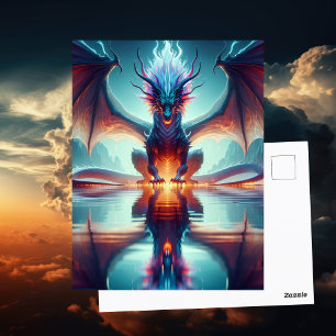 Carte Postale Réflexion magique Dragon   Salut