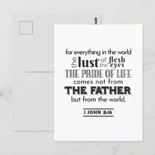 Carte Postale Réflexion spirituelle Art - 1 Jean 2:16