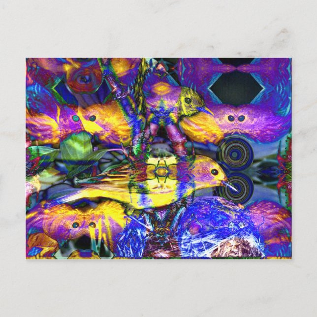 Carte Postale Réflexions de la nature II - Oiseaux de violet et  (Devant)